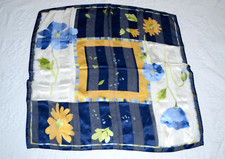 100 Silk Scarf Made in Italy Floral Print 34x34