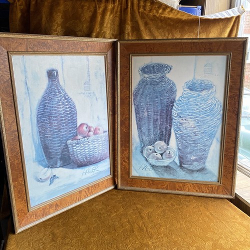 2x Enormi Vaso Ciotole Frutta Incorniciate Stile Olio Stampe Vintage Stile Olio Antico Spagnolo - Foto 10 di 18