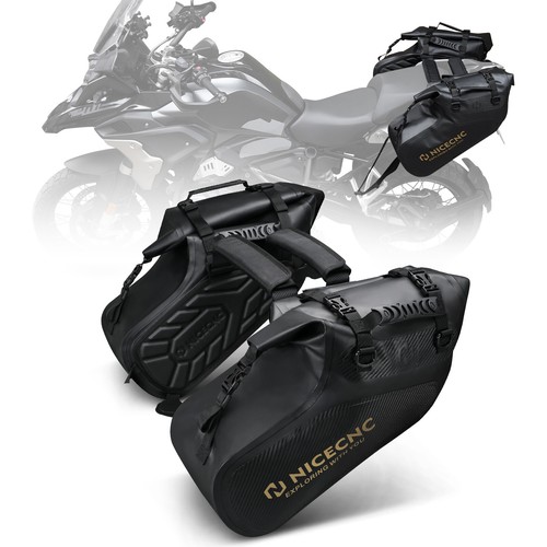 2PC Universal Waterproof Motorcycle Saddlebag Saddle Panniers Rear Side Bags 28L