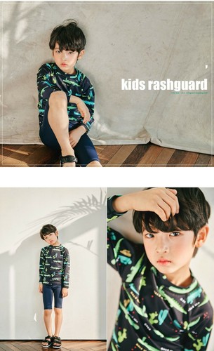 Boys Rash Guard long sleeve shirt & swimming pants (sold separately) B/Crocodile - Picture 7 of 9