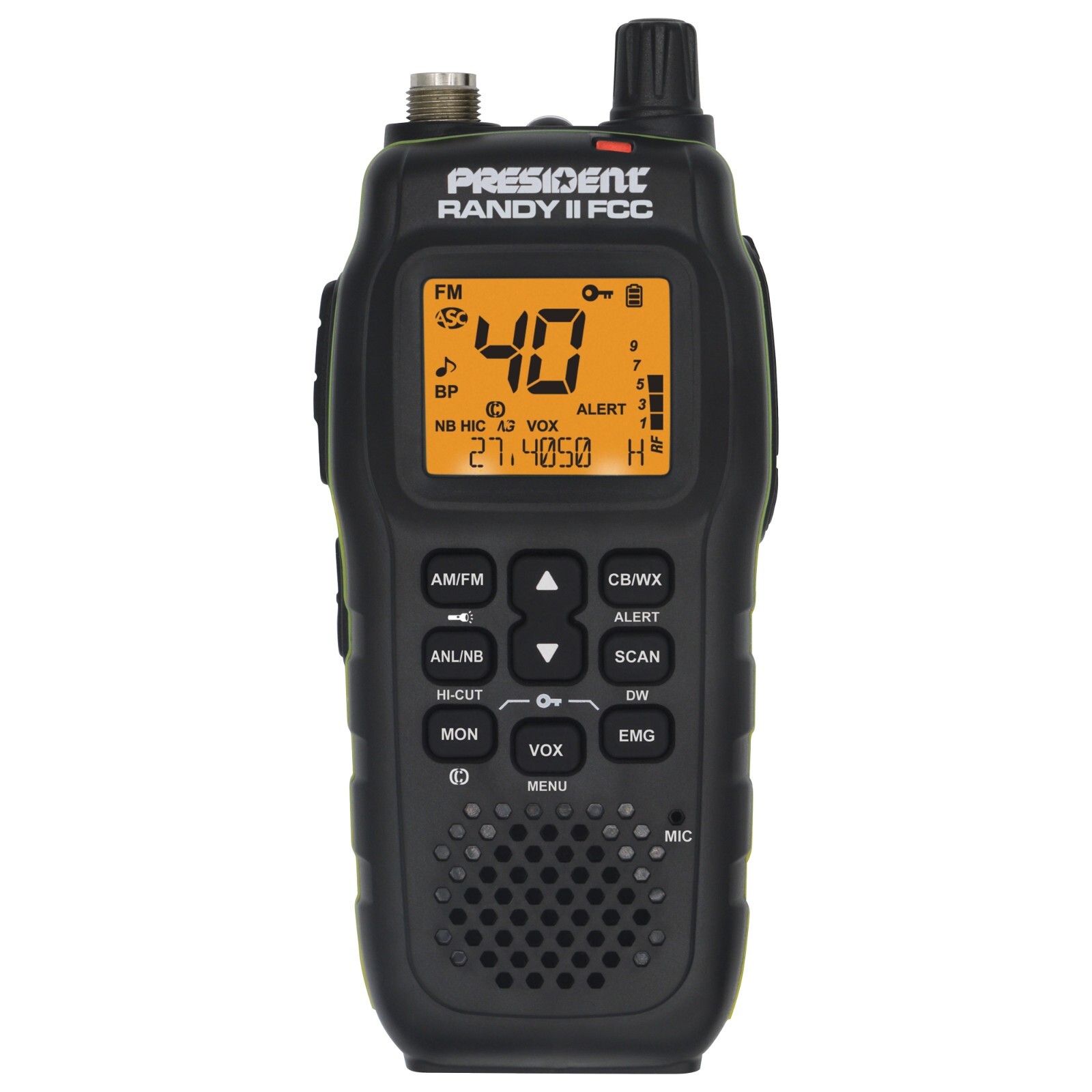 President Randy II FCC AM/FM 2-in-1 Handheld or Mobile 40 Channel CB Radio