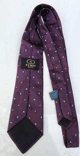 NWOT Fendi Men's Purple Red Blue White Grenadine Neck Tie Made In Italy 3"×58" - Picture 4 of 5