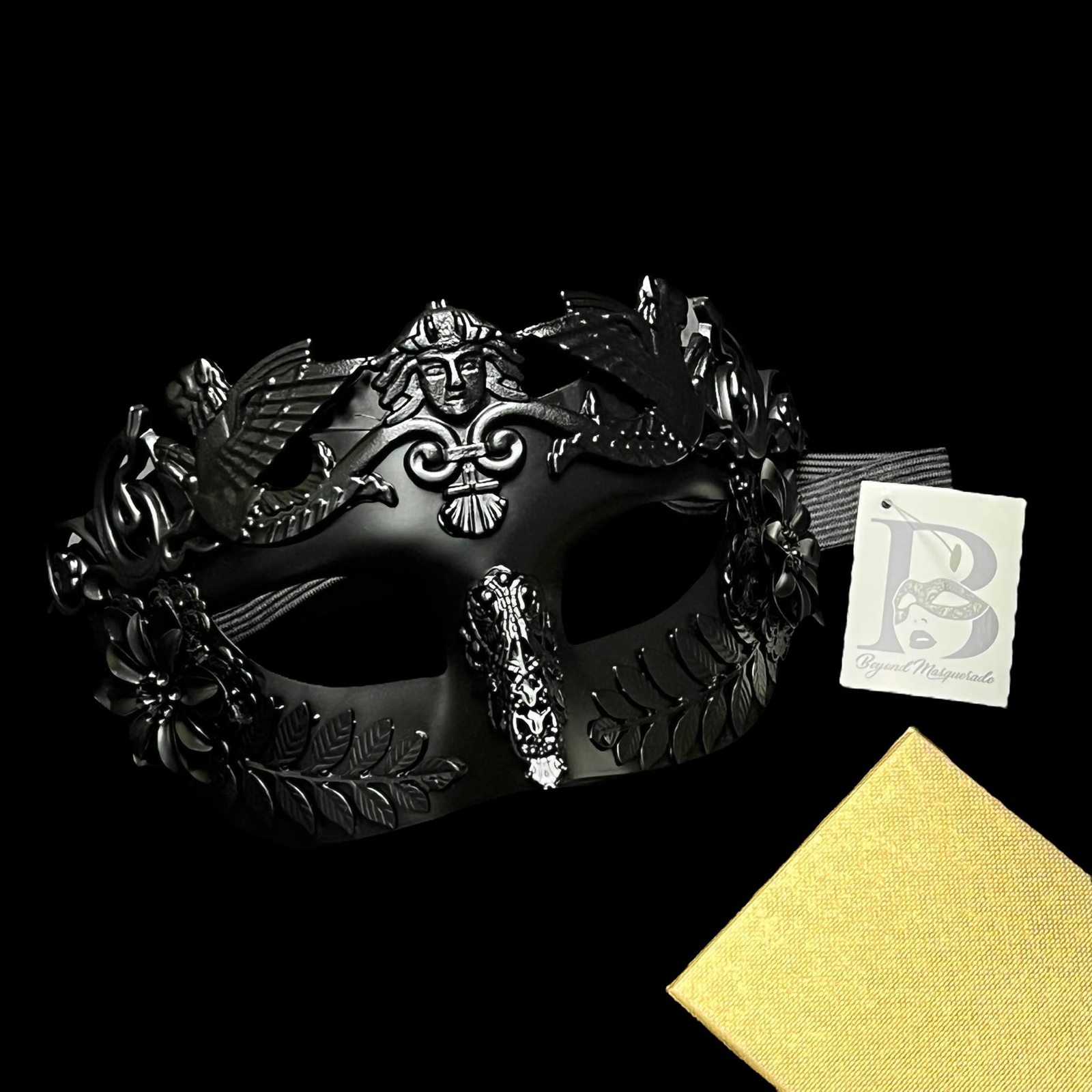 Venetian Greek Roman Warrior Egyptian Style MEN masquerade mask (BLACK)