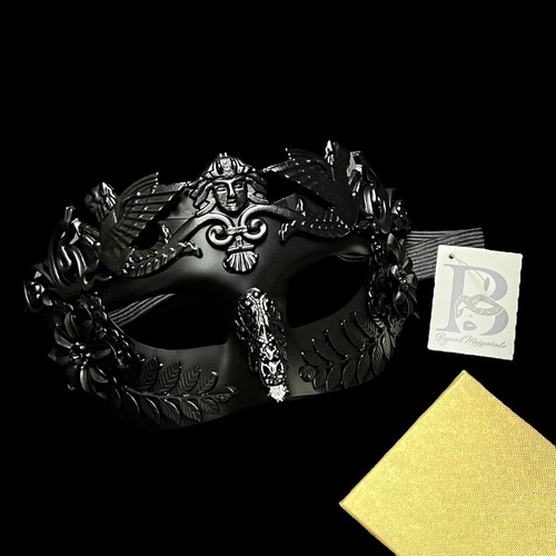 Venetian Greek Roman Warrior Egyptian Style MEN masquerade mask (BLACK) - Picture 2 of 4