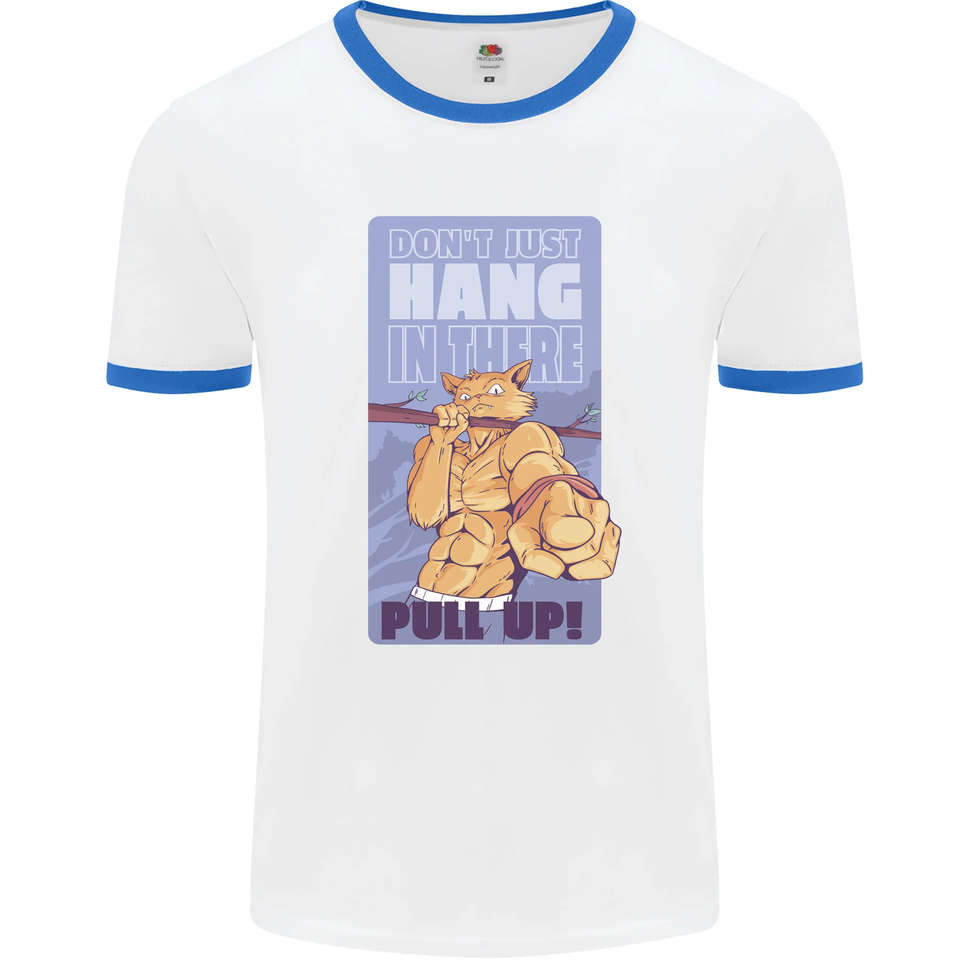 Pull Up Funny Cat Gym Training Mens Ringer TShirt eBay