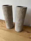 2 Geometric Modern Contemporary Handmade Pillar Concrete Vases Vessels