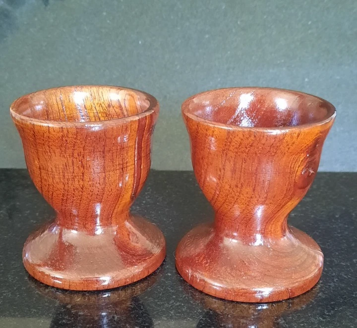 Wooden Egg Cups Woods Hand Turned in Australia still with original stickers - Image 2 of 4