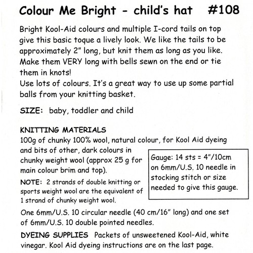 Color Me Bright (Child) - Cabin Fever Knitting Pattern #108 - Baby & Child Hat - Picture 2 of 3