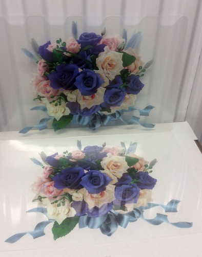 Set of 2 Same Kitchen Plastic Semi-Clear Placemats, 12" x 18", FLOWERS - Bild 2 von 5