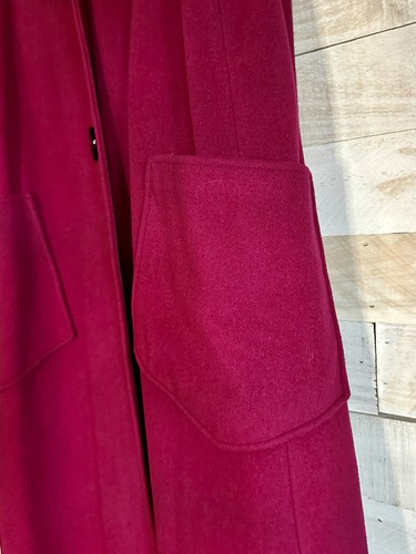 Elegante abrigo de lana rosa vintage con capucha envolvente incorporada - Imagen 9 de 10