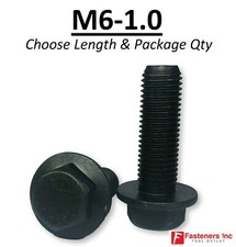 (Choose Length & Qty's) M6-1.0 Grade 10.9 Metric Flange Bolts Black Phos & Oil