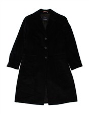 Vintage Womens Corduroy Overcoat It 46 Large Navy Blue Cotton Bm30