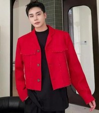 Men's New Fashion Lapel Long Sleeve Loose Autumn Short Jackets Youth Suit Coats