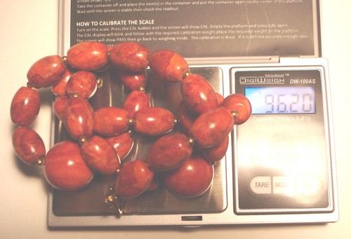 VINTAGE Barrel & Round SPONGE CORAL Bead NECKLACE-Gold Tone Closure 96 GRAMS - Picture 4 of 4