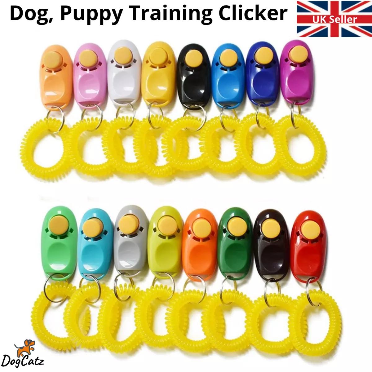 Dog Clickers Training UK Pet Puppy Cat Train Recall Stop