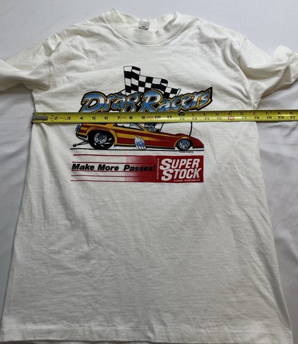 Vintage 1983 Super Stock Drag Racers AdTees T-shirt Size M White Single Stitch - Picture 3 of 7