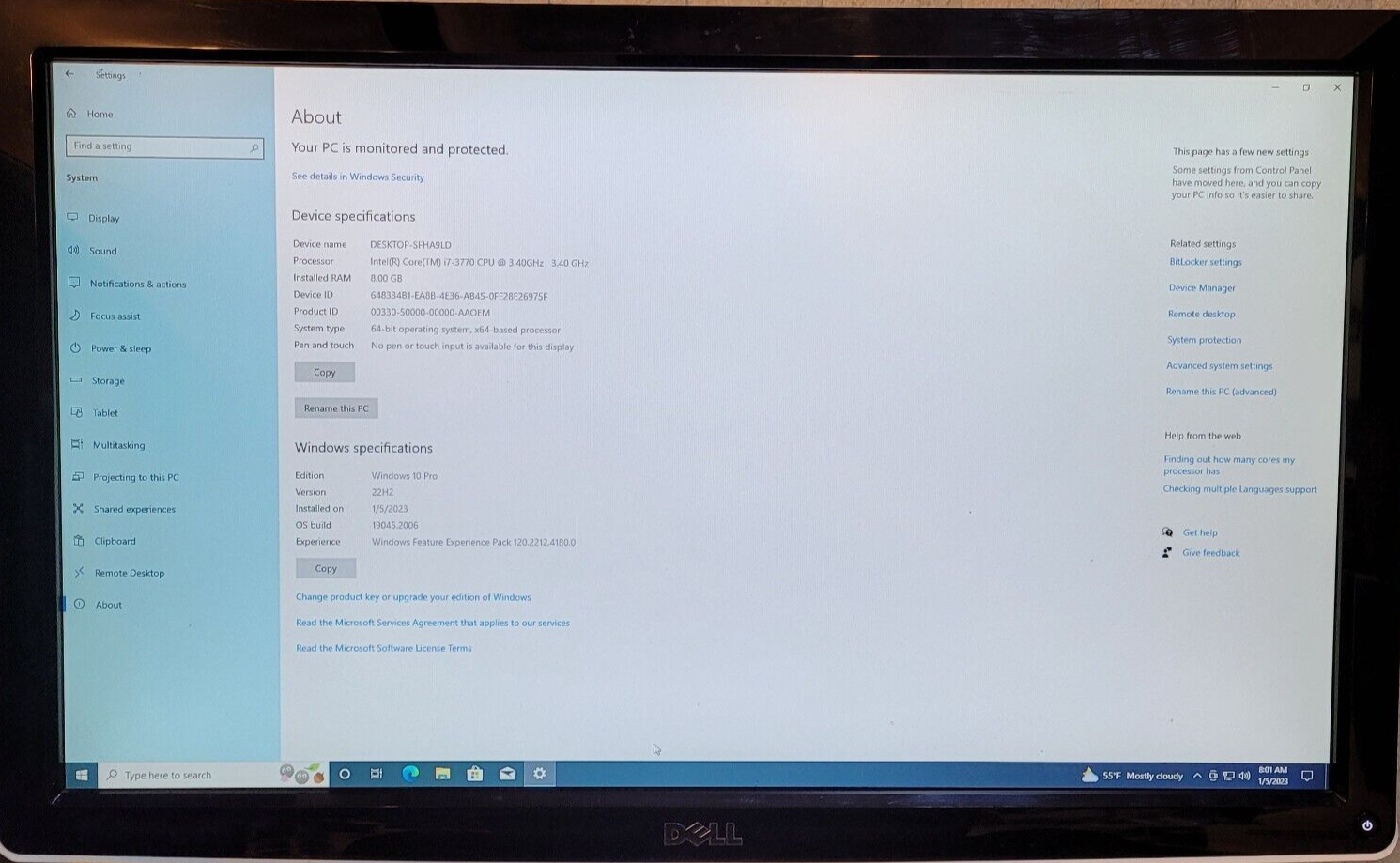 Dell OptiPlex 7010 Computer PC Desktop Windows 10 Intel i7 8GB RAM 250GB SSD - Picture 2 of 18