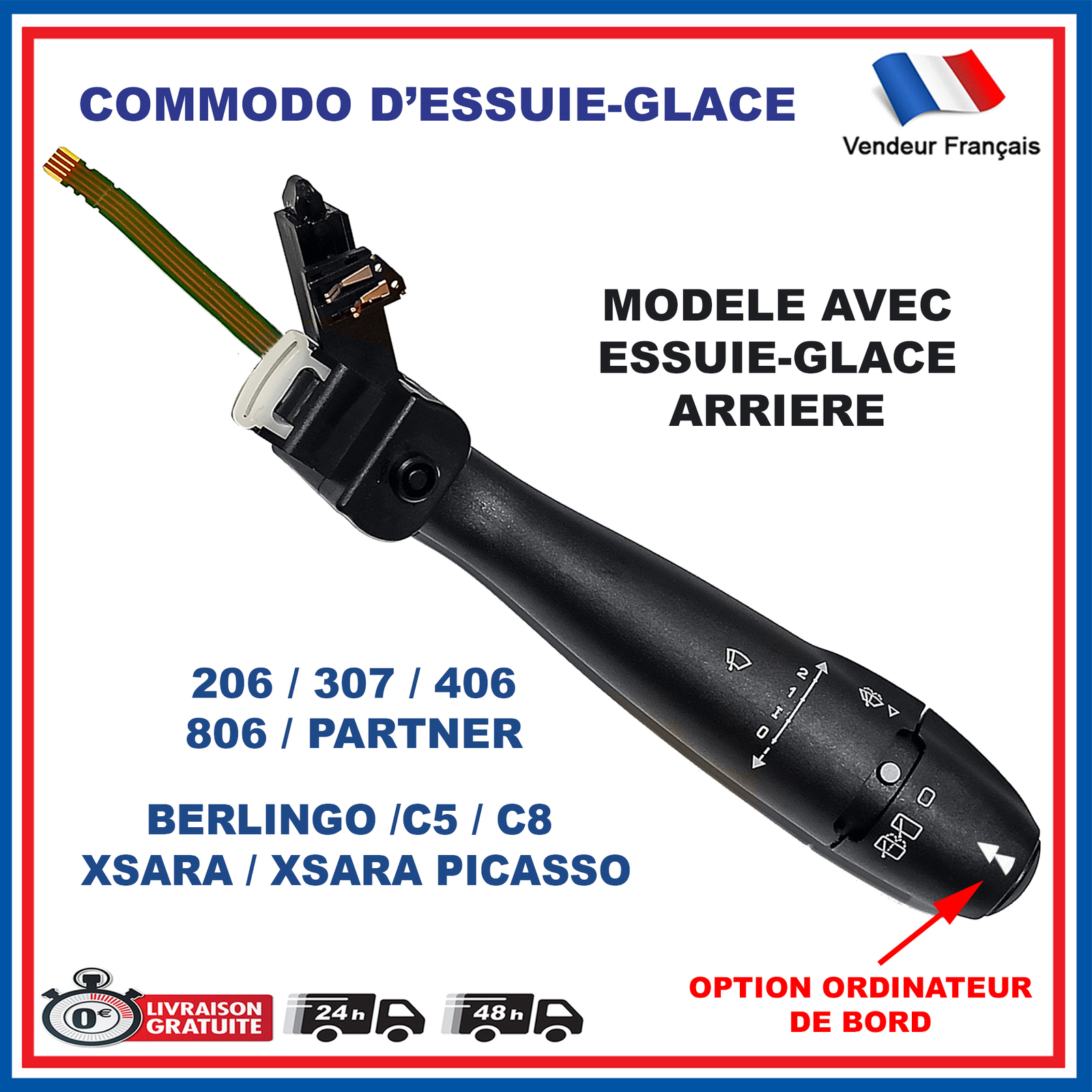 Commodo d'essui glace Com2000 à connecteurs renforcés pour commande d'essuyage automatique C5