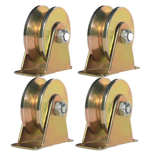 4Pcs 2 Inch V Groove Wheel Sliding Gate Bracket Roller Heavy Duty Caster Wheels - Picture 1 of 18