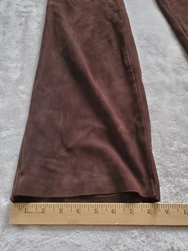 J Crew 100% Suede Leather Straight Leg Pants Brown 90s Boho Y2K Sz 8 - Picture 13 of 13