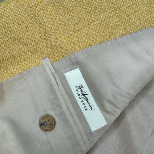 HUGO BOSS Linen Silk Cashmere 3 Button Sport Coat Blazer Jacket Yellow Men’s 42R - Picture 8 of 12