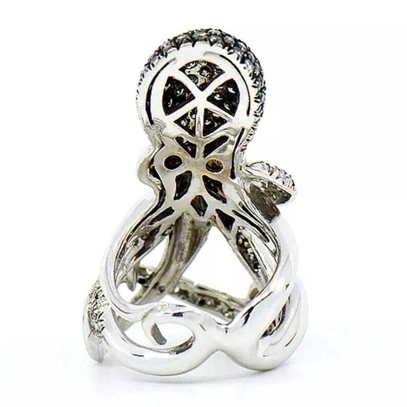 Anillo para mujer brillante con diseño de pulpo de zafiro simulado y ónix negro en plata 935 Foto 4 de 4