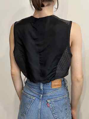 トップス DRIES VAN NOTEN silk vest Vintage DRIES VAN NOTEN Womens Silk Cropped Vest Top Rare