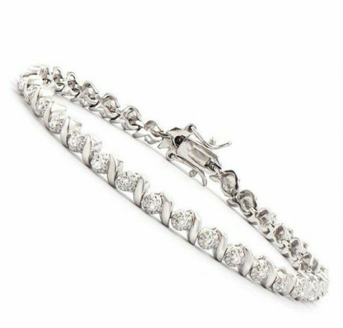 Diamond Bracelet Women Platinum Plated - Picture 2 of 2