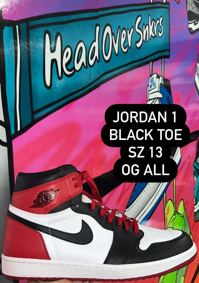 NIKE AIR JORDAN 1 RETRO HIGH OG BLACK TOE SZ 13 555088-125 NIKE AIR JORDAN 1 RETRO HIGH OG BLACK TOE SZ 13 555088-125
