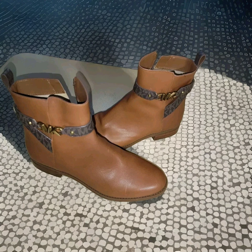 Michael Kors Farrah Flat Leather Bootie Color Luggage Size US 8.5 M - Image 2 of 4