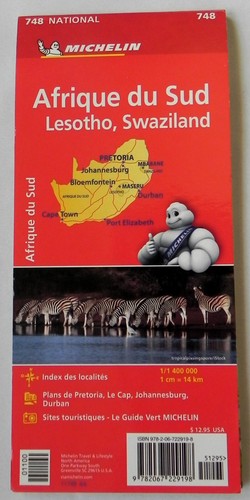Michelin "South Africa" Road & Tourist Map #748, 39"x47" Color Foldout, 2018 - Picture 2 of 7