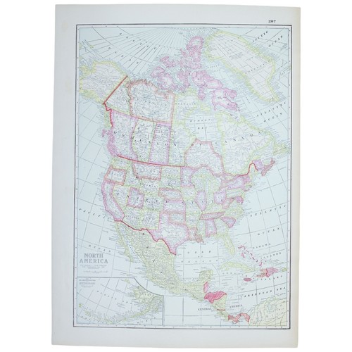 NORTH AMERICA MAP Large Antique FULL COLOR 1928 21"x14" Pacific Atlantic Mexico - Picture 2 of 2