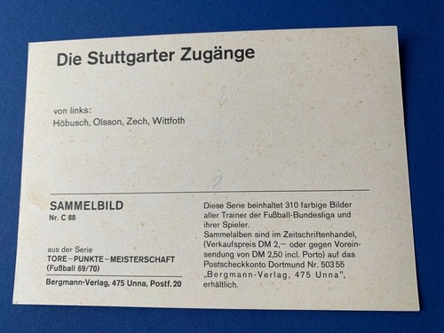 VFB STUTTGART 1969/70 konplett signiert signed BERGMANN-Sammelkarte 10x15 - Picture 2 of 2