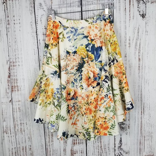 Ranna Gill Women size 4 Floral Skirt Multicolor Flower Fully Lined - Picture 3 of 8