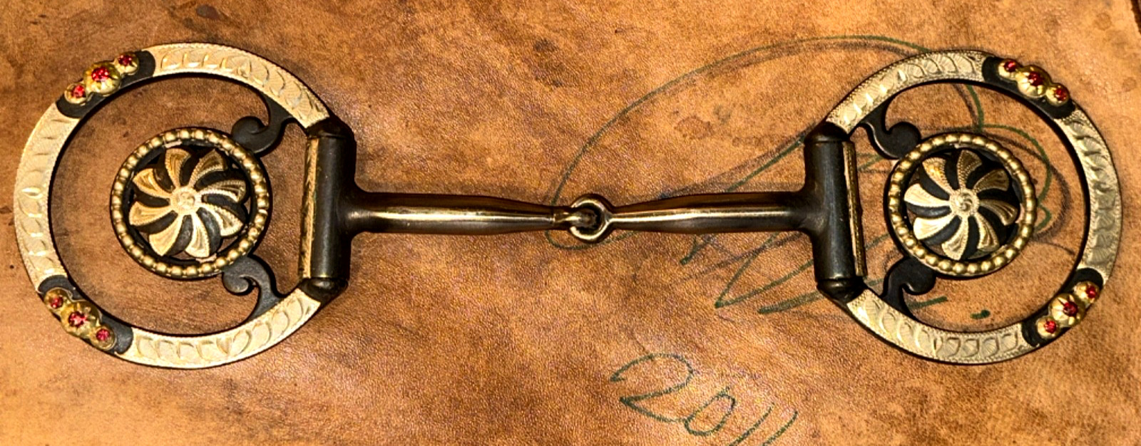 *SILVER SHOW SNAFFLE INLAID STONES WESTERN HORSE BIT 4 HEADSTALL BRIDLE FUTURITY