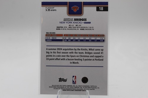 2025 Topps Basketball - Mikal Bridges #18 - Picture 2 of 2