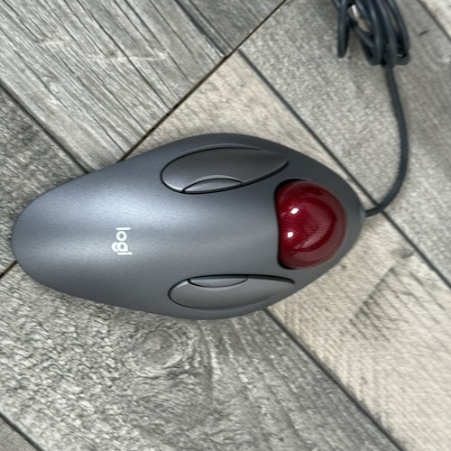 Logitech Track Ball Mouse T-BC21 Wired USB Ergonomic Marble Tested & Working - Photo 2/13