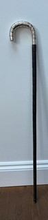 Antique walking stick sterling silver faux bamboo handle London 1911