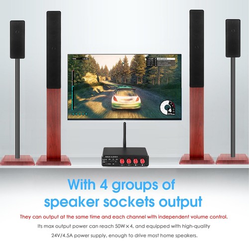 4 Channel Bluetooth Amplifier, 50W x 4 Audio Power Amp, Hi-Fi Home Stereo Spe... - Picture 5 of 9