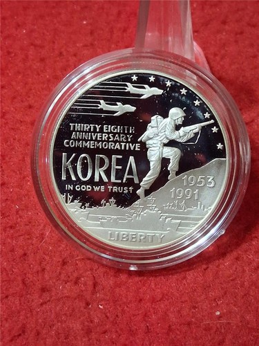 1991-P Korean War Commemorative PROOF Silver Dollar. OGP. #MF-5223 - Picture 4 of 5
