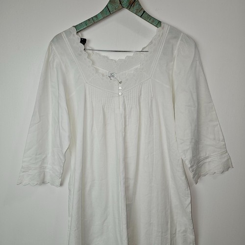 Thea Creation San Francisco Bright White Eyelet Modest Cotton Heirloom Nightgown - Picture 2 of 11