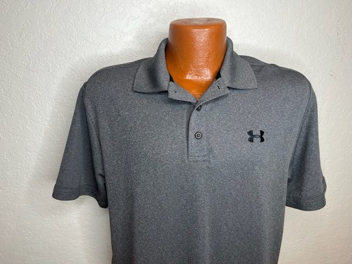 Men's Under Armour Loose Heat Gear S/S Polo Golf Shirt Gray | Medium M | Poly - Picture 2 of 5