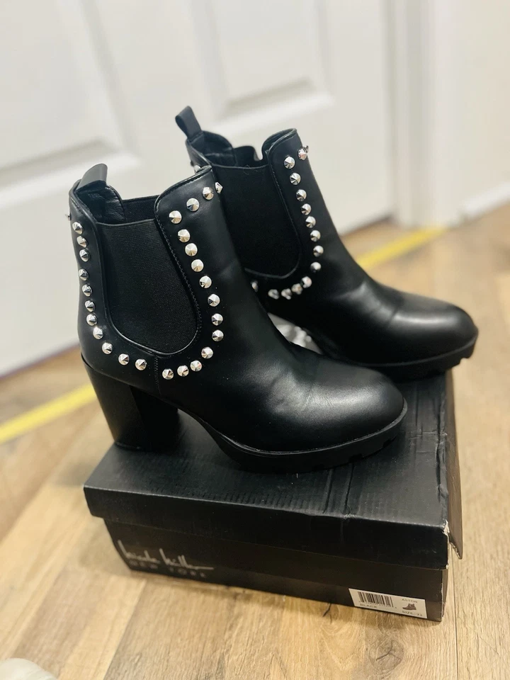 Ботинки на лодыжке с заклепками Lug Sole размер 7,5 на платформе Witchy Moto Nicole Miller - Изображение 3 из 4