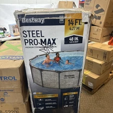 Bestway Steel Pro MAX 14 Foot Above Ground Pool Set w/ 3 Layer Liner (Open Box)