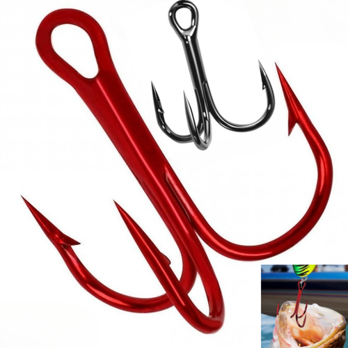 100PCS Carbon Steel Fishing Hook Sharp Treble Hooks Size 2 4 6 8 10 12 1.0 - Afbeelding 1 van 25
