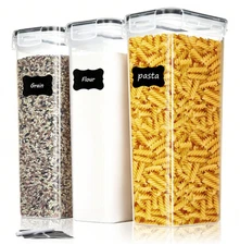 3 pcs 2.4 L Airtight Food Containers – Plastic Pantry Storage Set - NEW