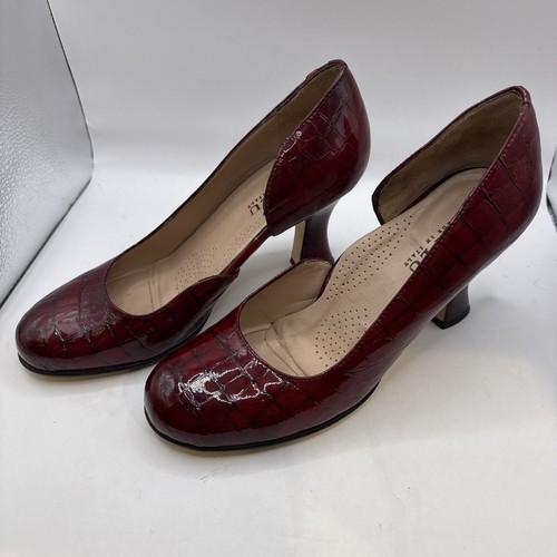 Anyi Lu Women Leather & Tweed Heels Size 7.5 Red Made In Italy Euro 39 - Picture 4 of 10