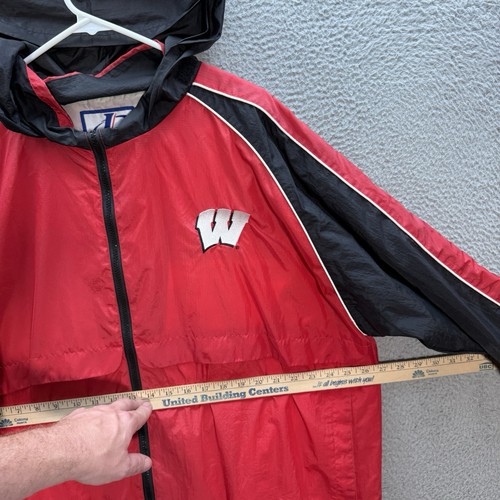 Vintage Wisconsin Badgers Jacket Adult XL Red Black Windbreaker College 90s Y2K - Picture 3 of 10