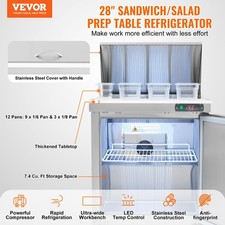 VEVOR 28" Commercial Refrigerator Sandwich  Salad Prep Table, 7.4 Cu. Ft Stainl