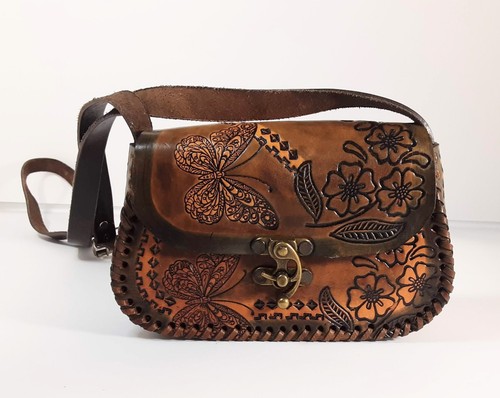 Leder Umhängetasche Schmetterling Motiv Handtasche - Bild 6 von 8